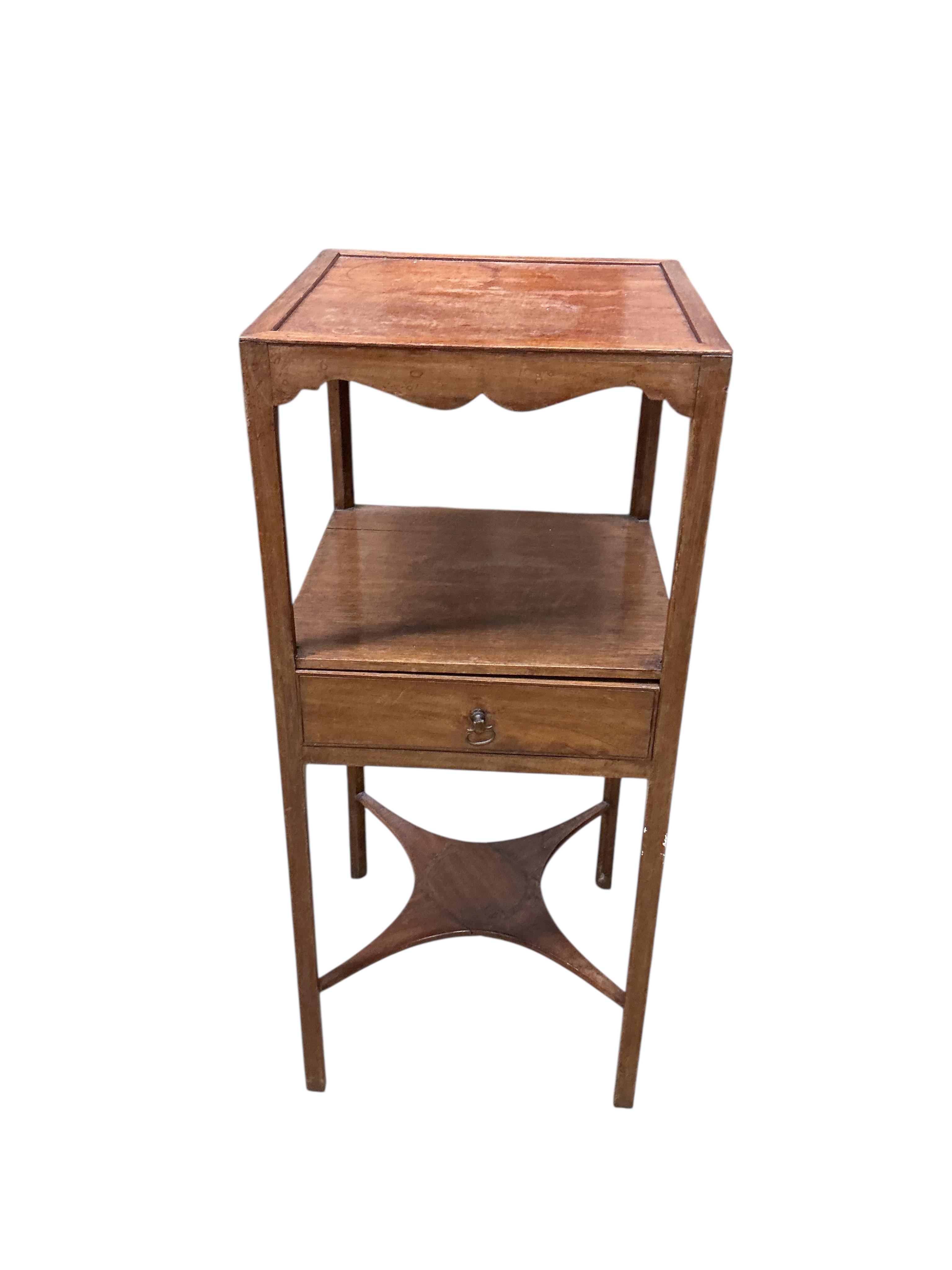 Two George III mahogany wash stands, larger width 33cm, depth 33cm, height 77cm